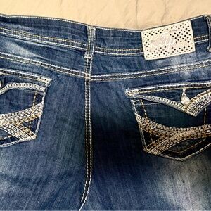 Klipsch Dark Blue Boot Cut Jeans with Embellished Pockets